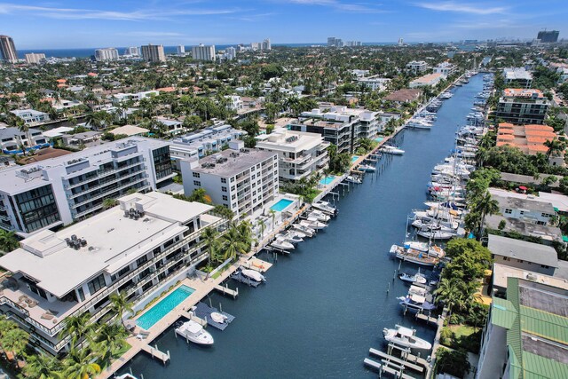 155 Isle Of Venice Dr Unit 304, Fort Lauderdale, FL 33301 - drone / aerial view of a skyline view, a large body of water, and a pool