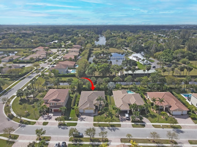 9328 Silent Oak Cir, West Palm Beach, FL 33411 - bird's eye view with a residential view and a water view