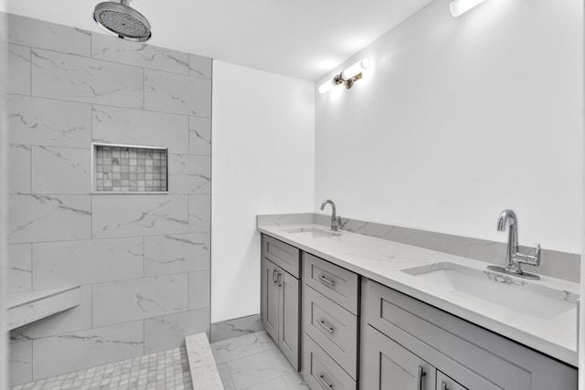 211 2nd Ct, Palm Beach Gardens, FL 33410 - bathroom with marble finish flooring, tiled shower, and double vanity