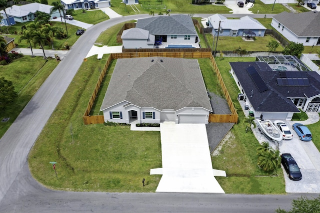 aerial view with a residential view