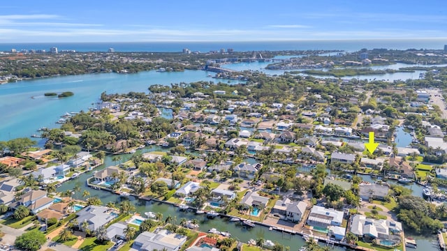 910 Dolphin Dr, Jupiter, FL 33458 - birds eye view of property with a residential view and a water view