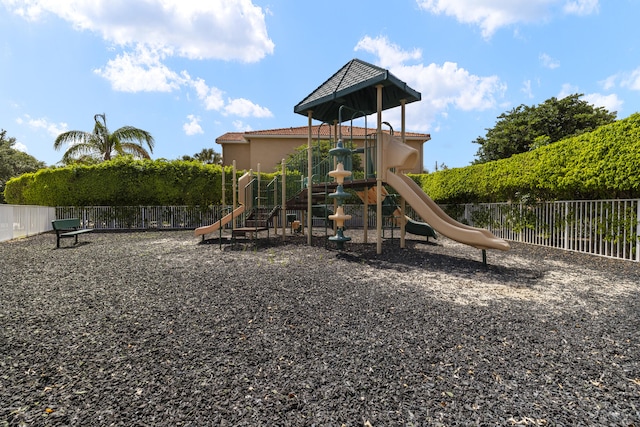 community play area featuring fence