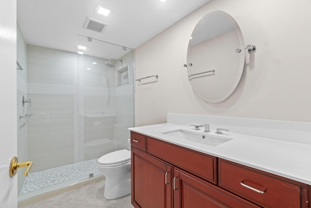 4001 N Ocean Blvd Unit 1602, Boca Raton, FL 33431 - full bathroom with vanity, toilet, a shower stall, and tile patterned floors