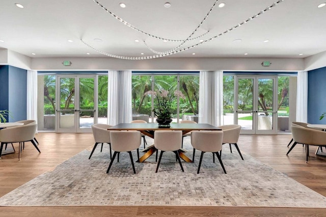 4001 N Ocean Blvd Unit 1602, Boca Raton, FL 33431 - dining area with french doors, healthy amount of natural light, recessed lighting, and light wood-style floors