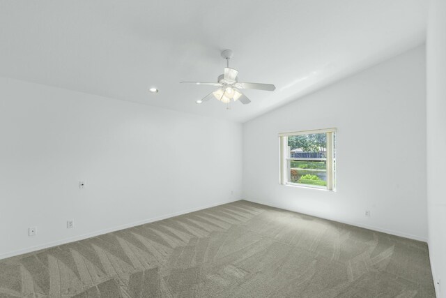 7130 Catania Dr, Boynton Beach, FL 33472 - carpeted empty room with baseboards, lofted ceiling, recessed lighting, and a ceiling fan