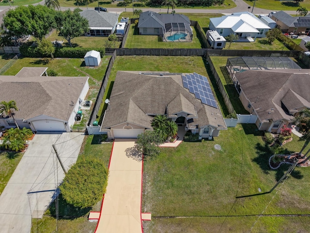 aerial view with a residential view