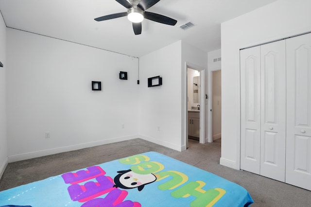 1041 SW Dartmouth Ave, Port Saint Lucie, FL 34953 - unfurnished bedroom featuring a closet, carpet flooring, visible vents, and baseboards