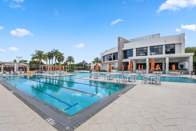 pool with a patio