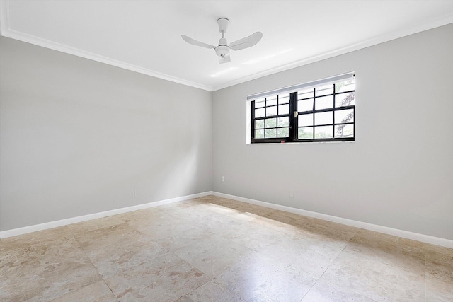 4800 Harrison St, Hollywood, FL 33021 - unfurnished room with ornamental molding, baseboards, and ceiling fan