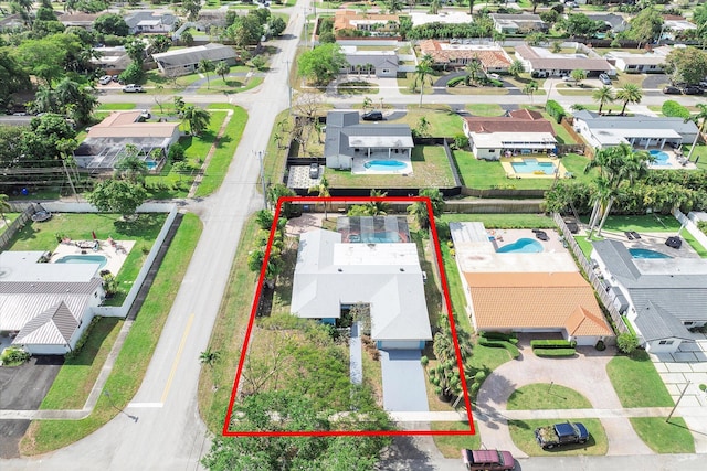 4800 Harrison St, Hollywood, FL 33021 - aerial view of residential area featuring property boundaries highlighted and a pool