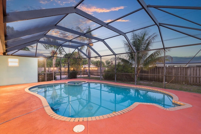 4800 Harrison St, Hollywood, FL 33021 - view of pool with a fenced backyard, a patio, a lanai, and a pool with connected hot tub