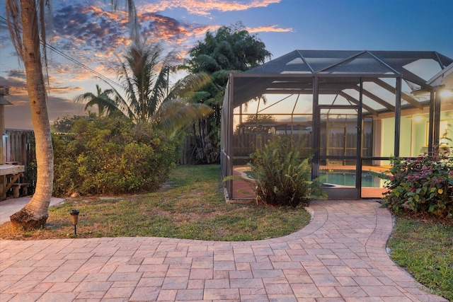 4800 Harrison St, Hollywood, FL 33021 - view of patio featuring an outdoor pool and a lanai