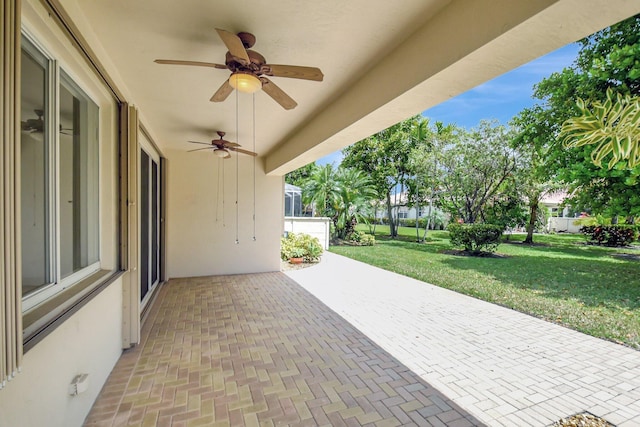 view of patio / terrace with a ceiling fan