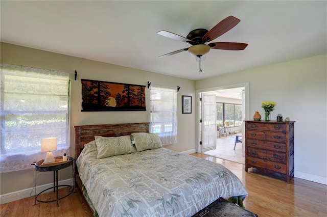 1090 31st Ave, Vero Beach, FL 32960 - bedroom with a ceiling fan, baseboards, and light wood finished floors