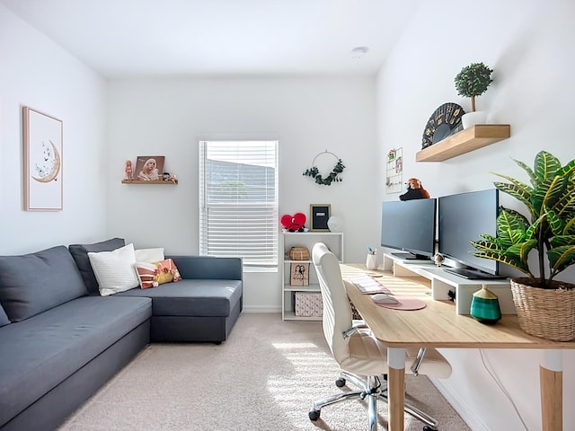 office with baseboards and carpet