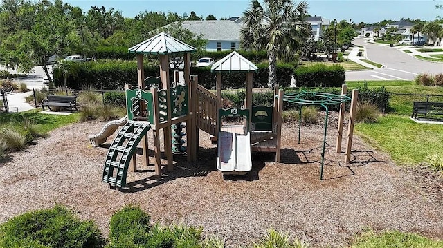 communal playground with fence