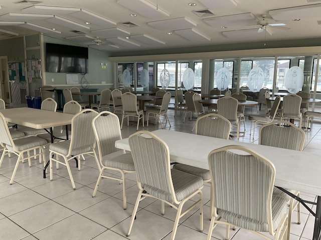 337 Knotty Pine Cir Unit B-1, Greenacres, FL 33463 - dining area featuring ceiling fan, visible vents, and tile patterned floors