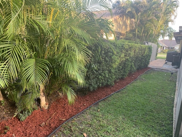 view of yard featuring central air condition unit