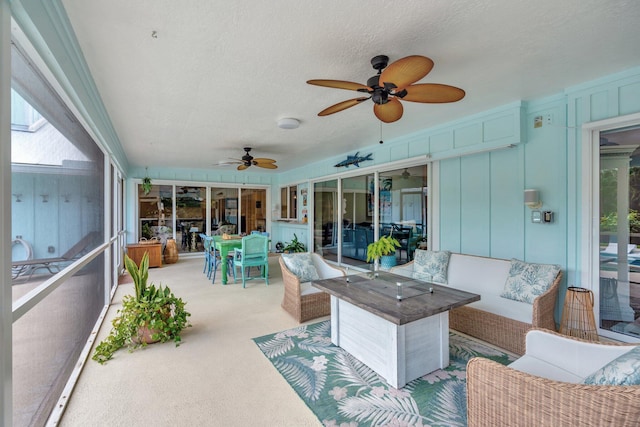 19570 Trails End Ter, Jupiter, FL 33458 - sunroom / solarium with outdoor lounge area and a ceiling fan