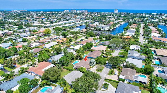 2211 NE 34th Ct, Lighthouse Point, FL 33064 - birds eye view of property featuring a residential view and a water view