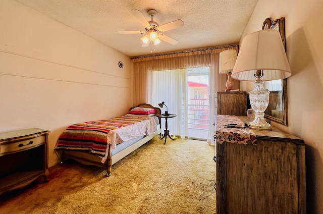 66 Andover C, West Palm Beach, FL 33417 - carpeted bedroom with a textured ceiling and a ceiling fan