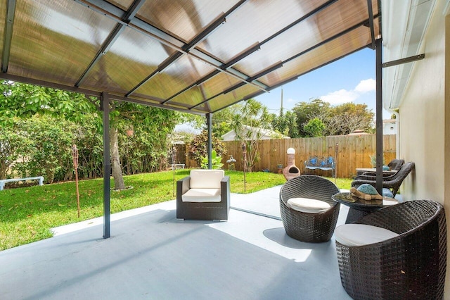 view of patio featuring a fenced backyard