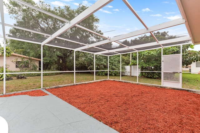 exterior space with fence, a patio area, and a yard
