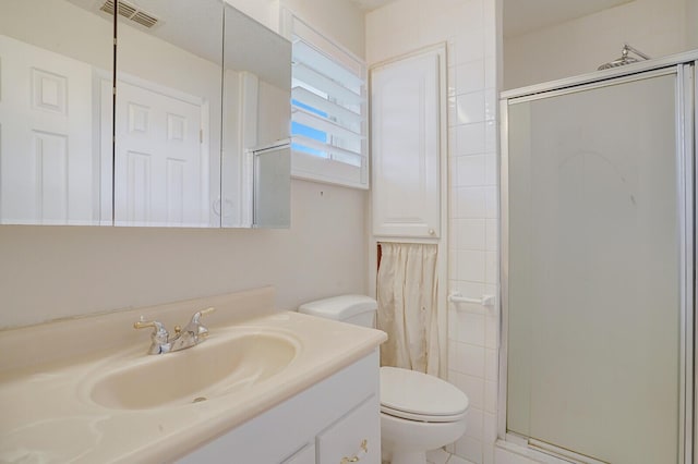 1304 SW 23rd St, Boynton Beach, FL 33426 - full bathroom featuring a stall shower, toilet, and vanity