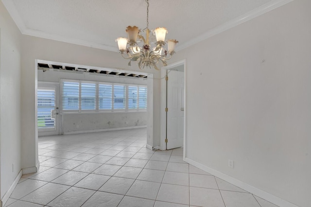 1304 SW 23rd St, Boynton Beach, FL 33426 - spare room with a chandelier, ornamental molding, plenty of natural light, and baseboards