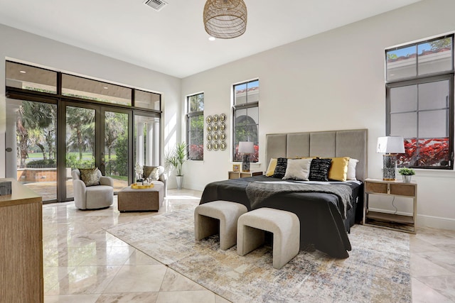 9387 Satinleaf Pl, Parkland, FL 33076 - bedroom with marble finish floor, visible vents, french doors, and baseboards