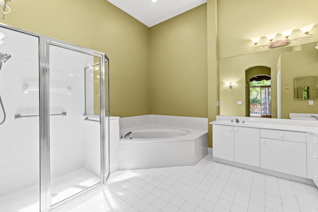 6346 San Michel Way, Delray Beach, FL 33484 - full bath featuring a bath, vanity, tile patterned flooring, and a stall shower