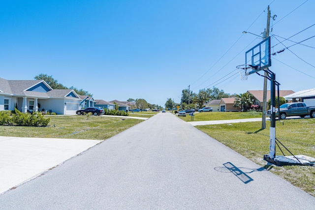 view of street with street lighting and a residential view