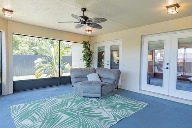 sunroom featuring french doors and plenty of natural light
