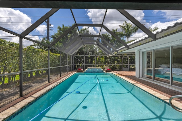 pool featuring a patio area and a lanai