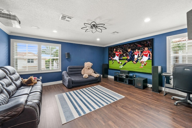 living room with visible vents and crown molding