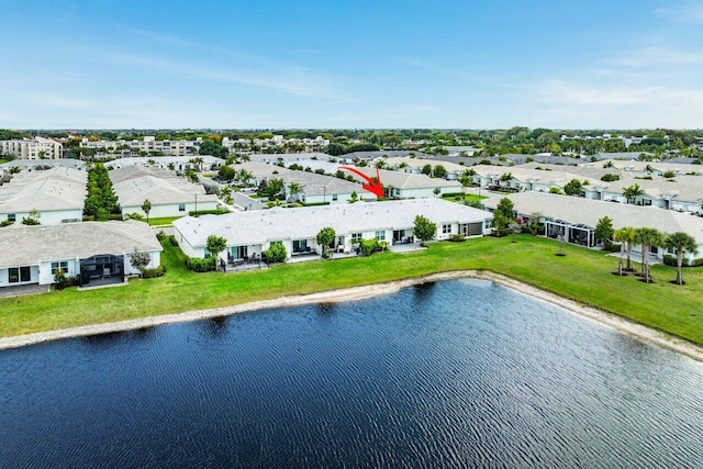 7113 Peters Ln, Delray Beach, FL 33446 - bird's eye view featuring a water view and a residential view