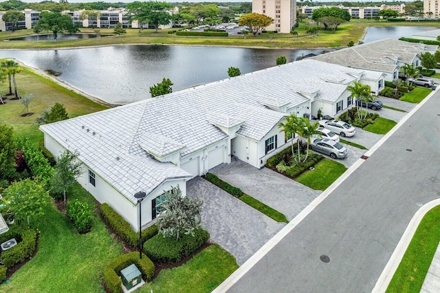 7113 Peters Ln, Delray Beach, FL 33446 - drone / aerial view featuring a residential view and a water view