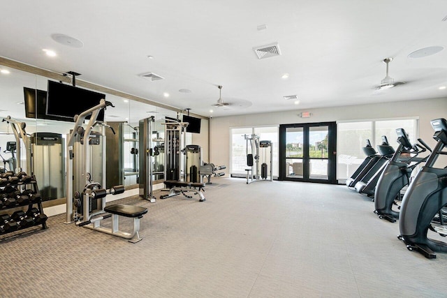 7113 Peters Ln, Delray Beach, FL 33446 - workout area featuring visible vents and recessed lighting