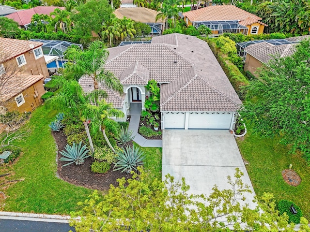 drone / aerial view with a residential view