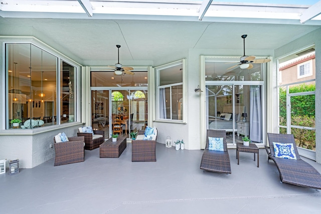 view of patio featuring a ceiling fan