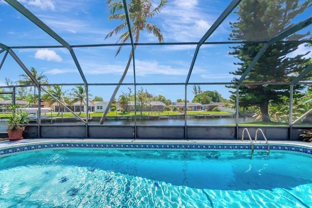 1746 W Terrace Dr, Lake Worth, FL 33460 - swimming pool with a lanai, a water view, and a residential view