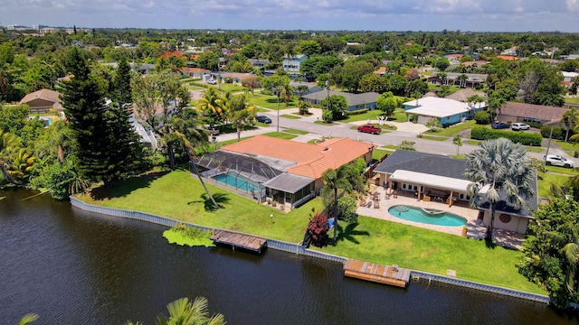 1746 W Terrace Dr, Lake Worth, FL 33460 - aerial view of residential area featuring a pool and a nearby body of water