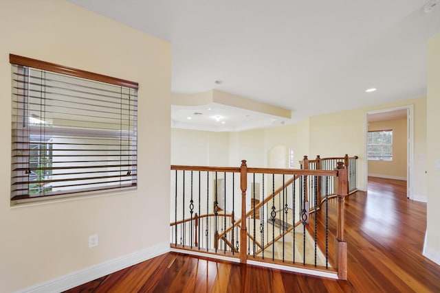 9682 Campi Dr, Lake Worth, FL 33467 - interior space with recessed lighting, an upstairs landing, baseboards, and wood finished floors