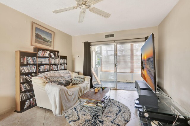 1021 Crystal Lake Dr Unit 109, Deerfield Beach, FL 33064 - interior space featuring visible vents, ceiling fan, and light tile patterned floors