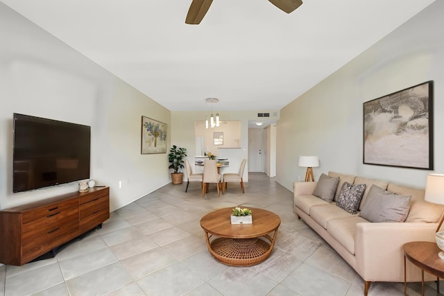 1502 S Lakeside Dr Unit 318, Lake Worth, FL 33460 - living area featuring ceiling fan and light tile patterned floors