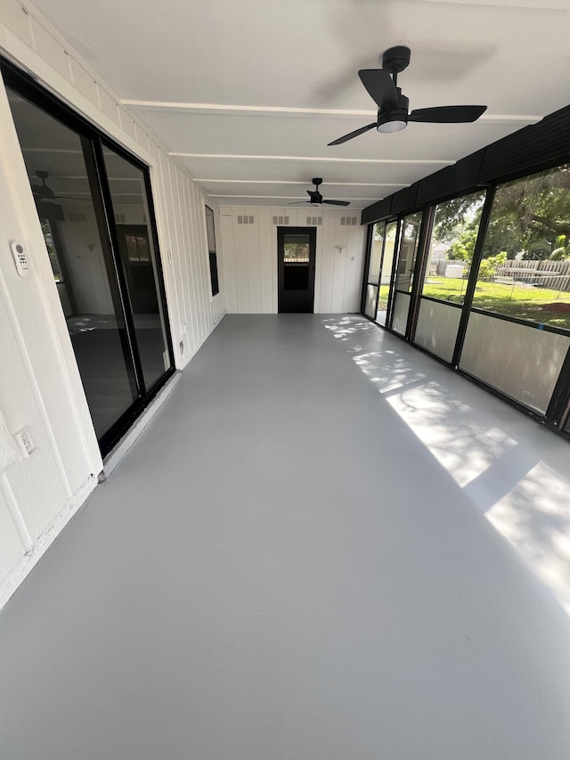 view of unfurnished sunroom