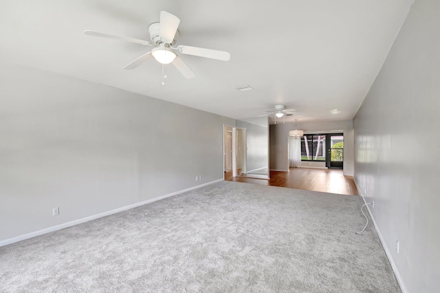 9805 Walnut Tree A Way Unit A, Boynton Beach, FL 33436 - carpeted spare room featuring baseboards and a ceiling fan