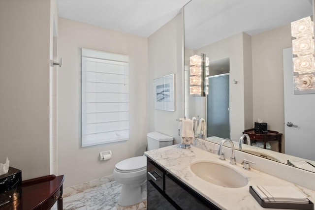 7 Inlet Cay Dr, Ocean Ridge, FL 33435 - full bathroom with a stall shower, marble finish floor, vanity, and toilet