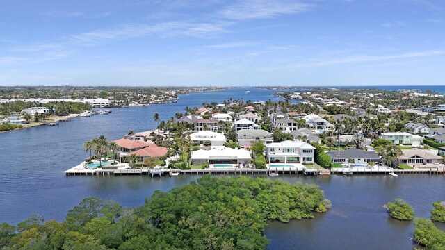 7 Inlet Cay Dr, Ocean Ridge, FL 33435 - bird's eye view featuring a water view and a residential view