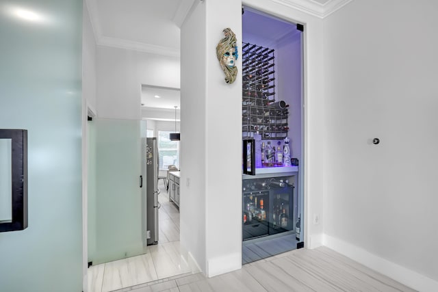 8086 Bautista Way, Palm Beach Gardens, FL 33418 - corridor featuring baseboards and ornamental molding